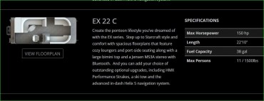 2023 - Starcraft - EX 22C Pontoon 115 h.p. 4 in stock