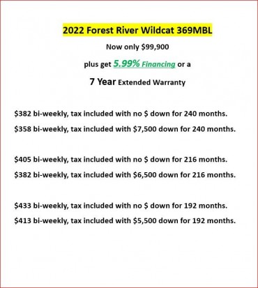 2022 - Forest River - Wildcat 369MBL   Mid-Bunk  4 Slides 